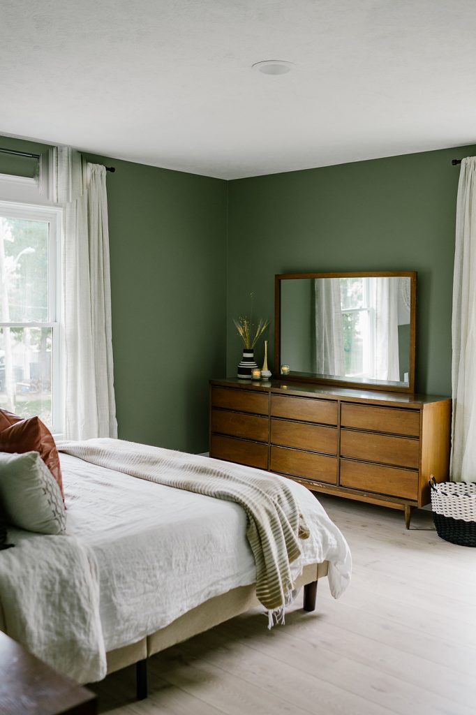 Our Sage Green Guest Bedroom With Midcentury Furniture Miranda Schroeder