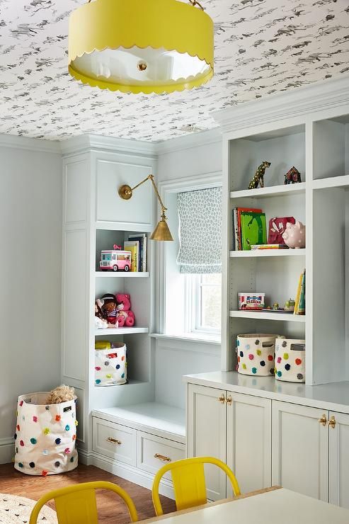 Storage and shelving for toys and books. 